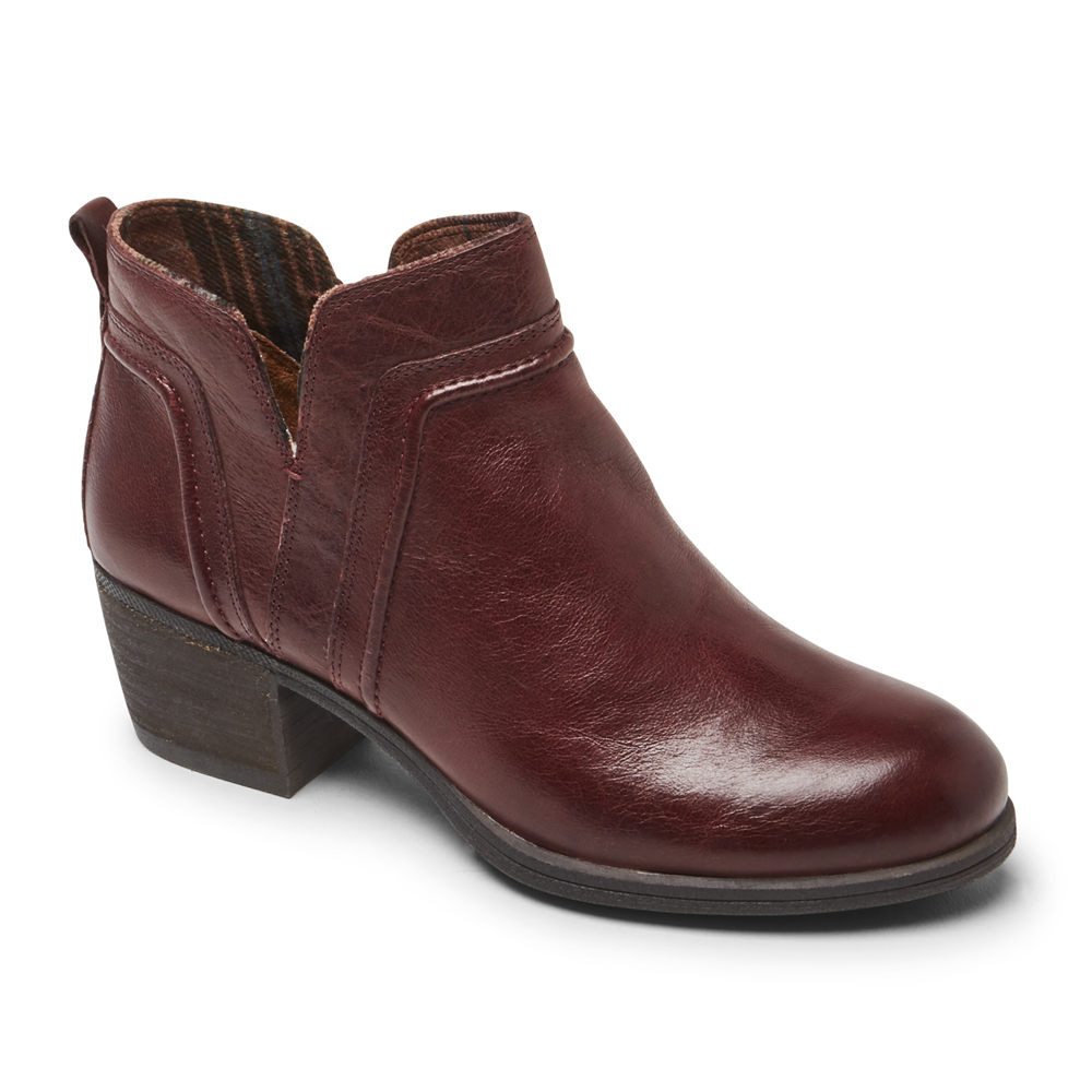 Rockport Womens Cobb Hill Anisa V-Cut - Booties Burgundy - IEJ219634